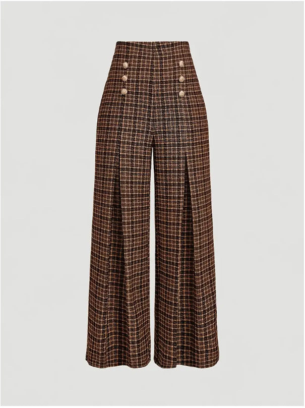 Spring Summer Chic Commuter High-Waisted Versatile Plaid Striped Retro Pants See size chart under “more details” The Fashion Celestial