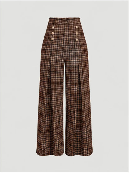 Spring Summer Chic Commuter High-Waisted Versatile Plaid Striped Retro Pants See size chart under “more details” The Fashion Celestial