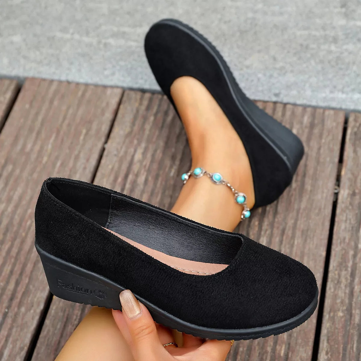 Wedge Heel Slip-On Loafers FitiqueFit