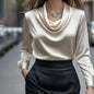 Elegant Satin Blouse - Women's Versatile Long Sleeve Shirt FitiqueFit