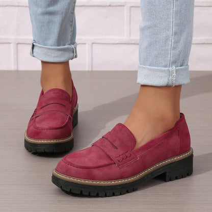 Thick-Sole Solid Color Loafers Women | Trendy Chunky Flats FitiqueFit