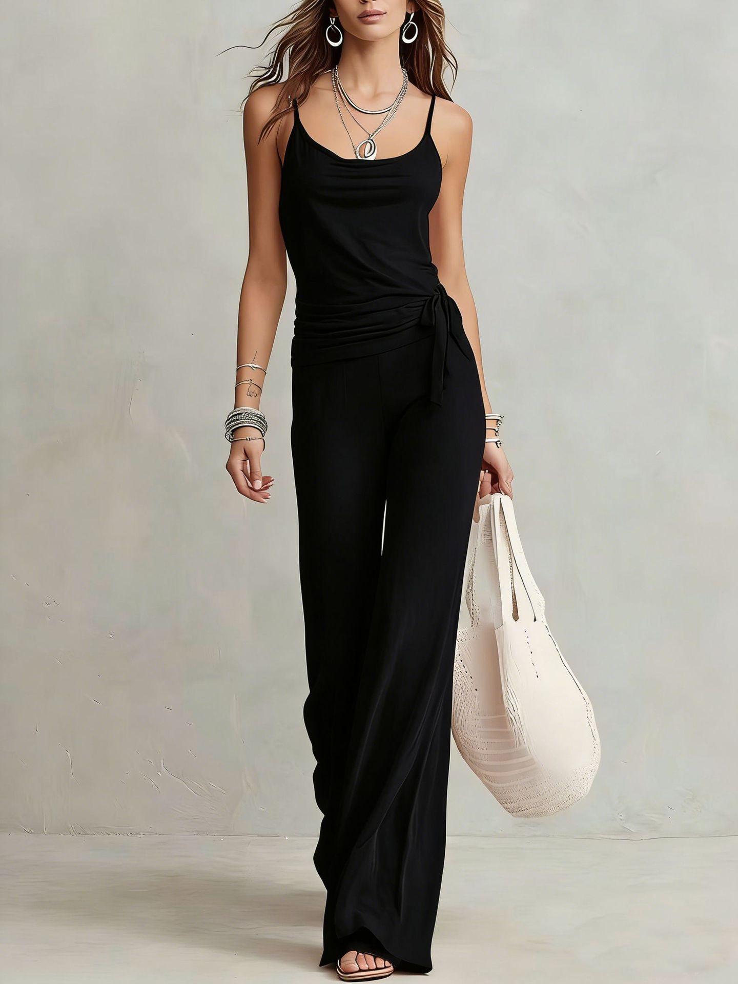 Women's Solid Color Sleeveless Top & Pants Two-Piece Set FitiqueFit
