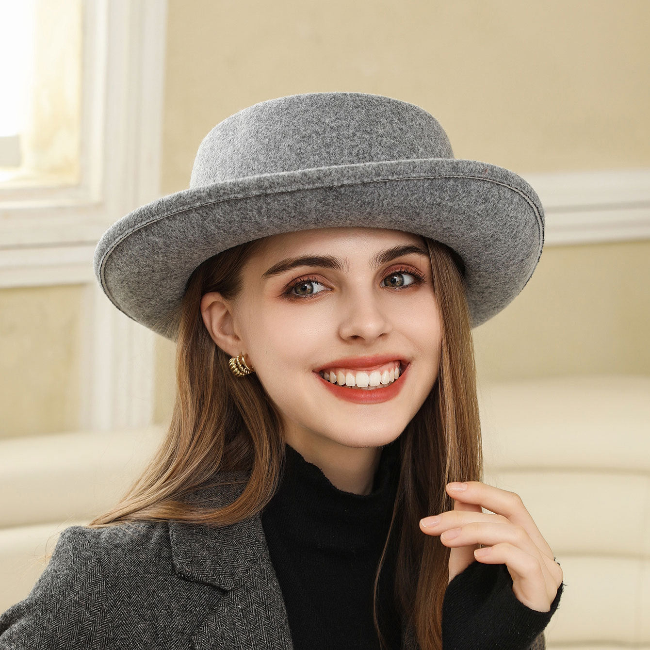 Vintage Bow British Retro Flat Top Hat for Women FitiqueFit