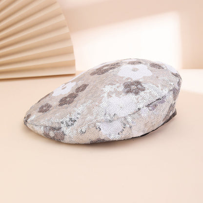 Sequin Flower Beret – Trendy Painter's Hat for Women | Outdoor & Everyday Style FitiqueFit