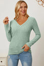 Basic Bae Full Size Ribbed V-Neck Long Sleeve T-Shirt New Era Fashion LLc