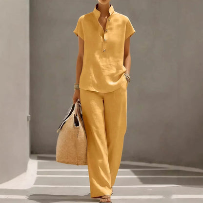 Cardigan & Short Sleeve Top + Pants Three-Piece Set – Solid Color Casual Lounge FitiqueFit