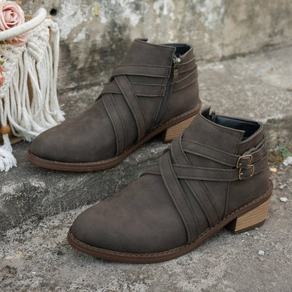 Women’s Retro High-Heel Ankle Boots – Chic Suede Single Boots FitiqueFit