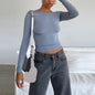 Slim Fit Long Sleeve Shirt | Women's Casual Crop Tops FitiqueFit