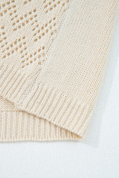 Solid Hollowed Knit Open Front Cardigan Sweater Shop Style & More | Fresh Looks, Everyday Deals & Free Shipping