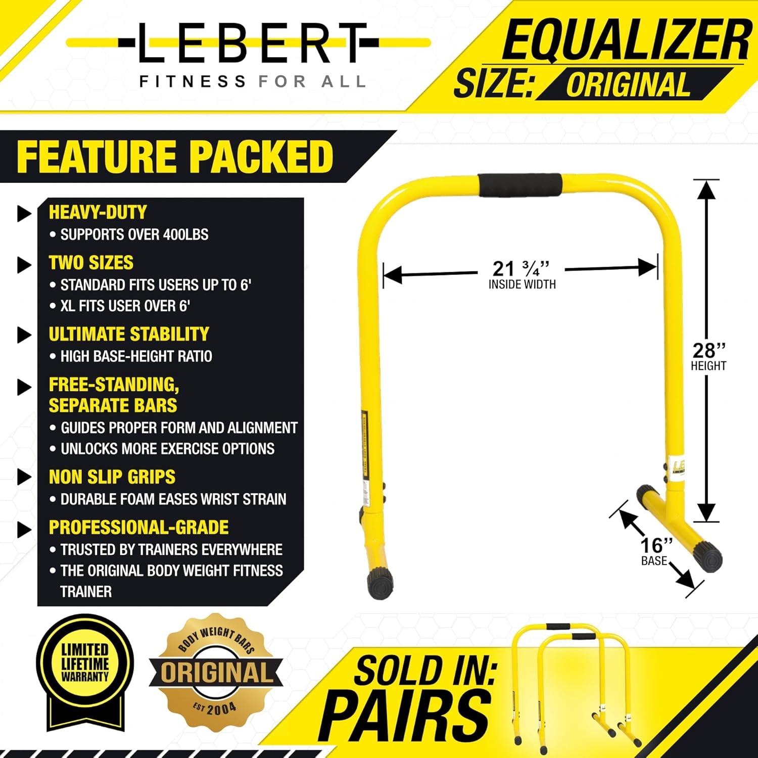Equalizer Total Body Strengthener – Portable Dip Station for Full Bodyweight Training – Includes Hip Resistance Band & Online Coaching – Available in Standard & XL Sizes