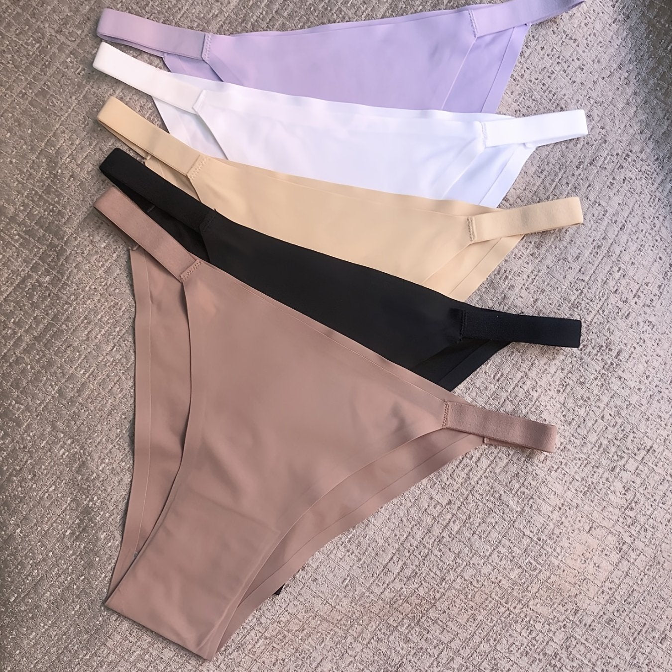 5pcs Women's Low-Rise Bikini Underwear - Solid Color Full Coverage Triangle Briefs with Low-Rider Waistband, Non-Sheer Sexy Panties for Gym, Yoga, Casual Attire (Multicolor Pack) NovaCart