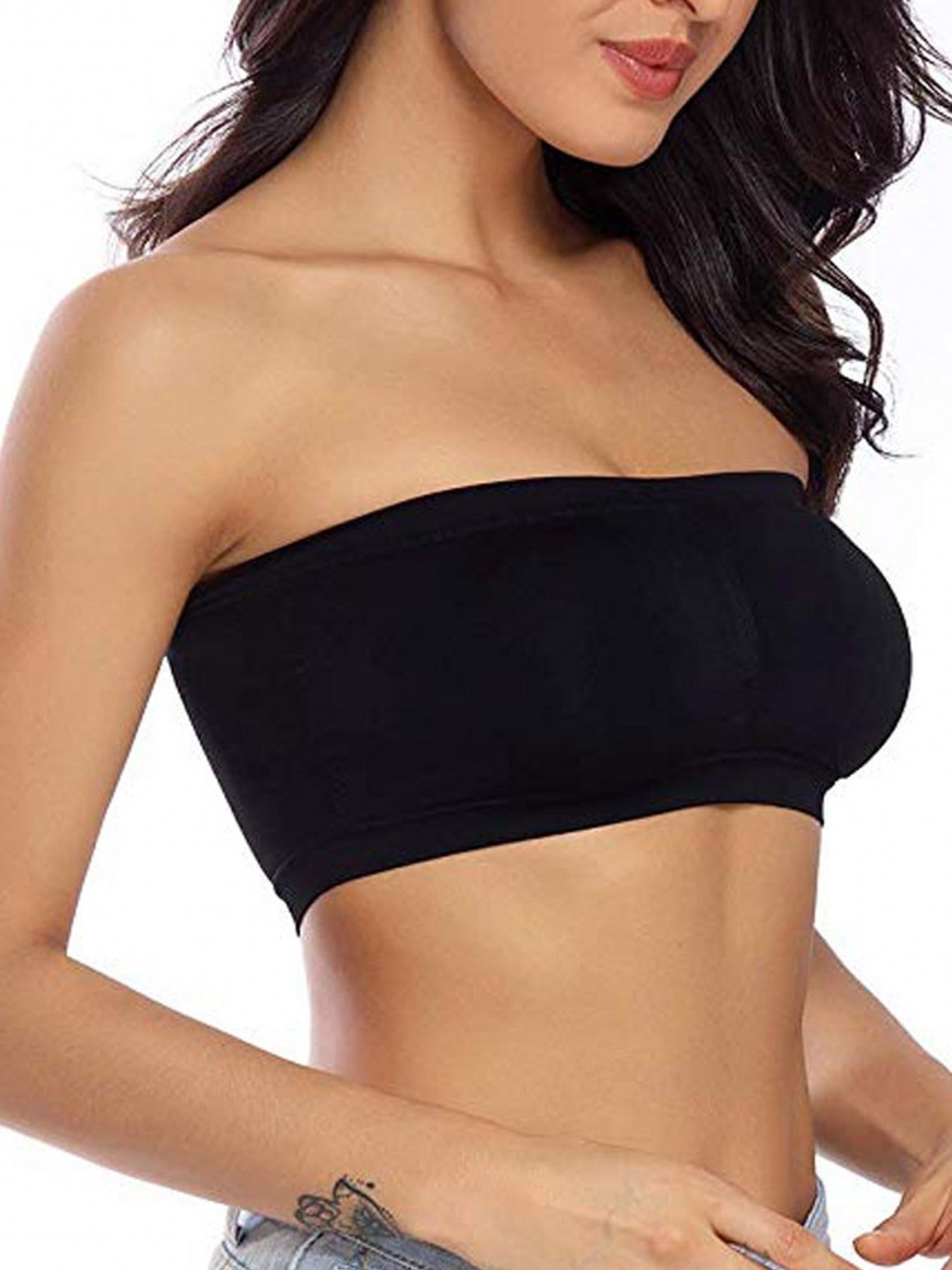 Plus Size Double-Layer Anti-See-Through Base Layer Tube Top Bra with Padded Cups, Wire-Free, and Underwire-Free NovaCart