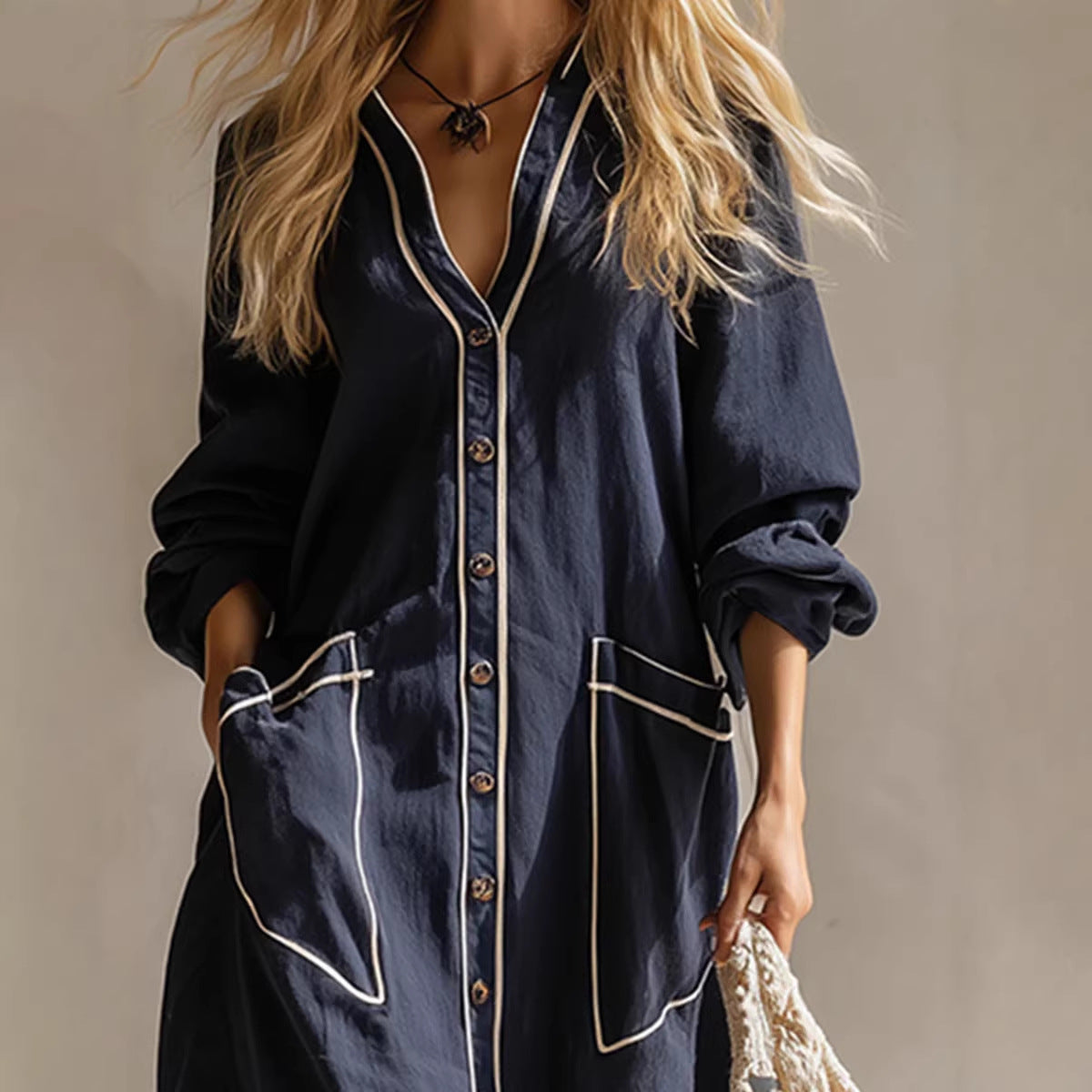 Women's Solid-Color Pullover Jumpsuit – Elegant Commuter Full-Length FitiqueFit