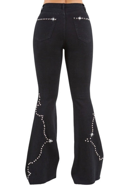 Santa Fe Bell Bottom Jean in Black Denim Kacee Lillie Boutique