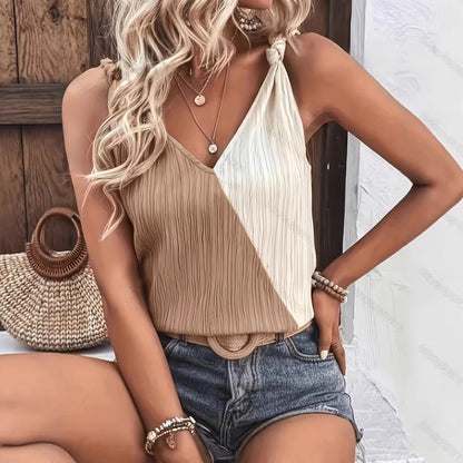 Women's Solid V-Neck Sleeveless Camisole Top FitiqueFit