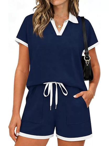 Polo Collar Short Sleeve Top and Shorts Set New Era Fashion LLc