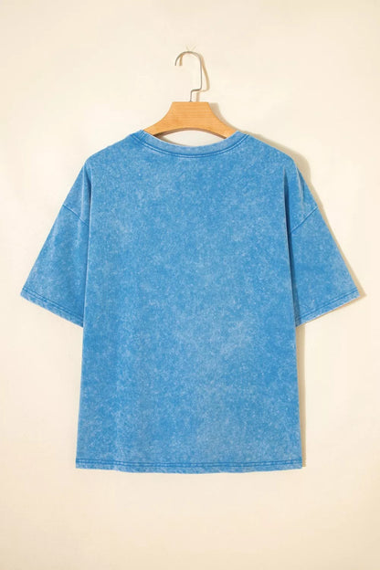 USA Star Print Acid Wash T-Shirt New Era Fashion LLc