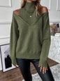 Women’s Elegant Off-Shoulder Turtleneck Sweater — Long Sleeve Knit Top FitiqueFit