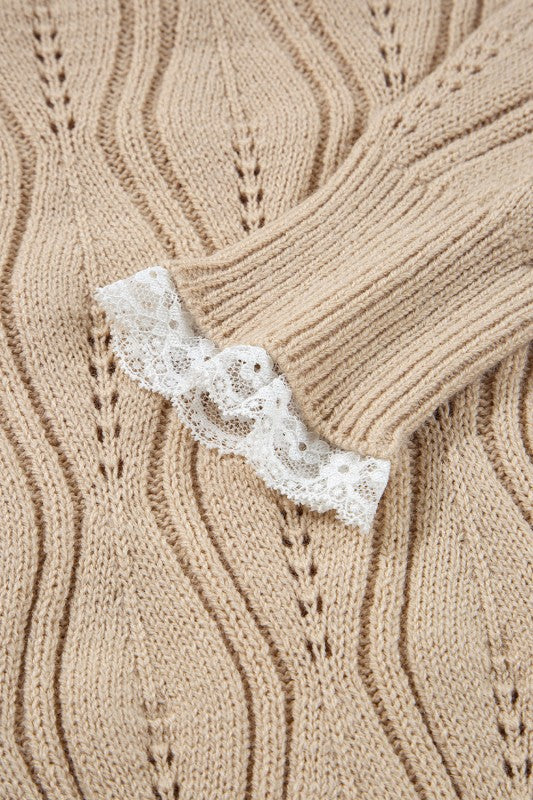 Abigail Lace Patchwork Sleeve Sweater Shop Style & More | Fresh Looks, Everyday Deals & Free Shipping