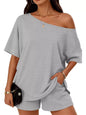 Full Size Boat Neck Tee and Shorts Set Plus Size New Era Fashion LLc