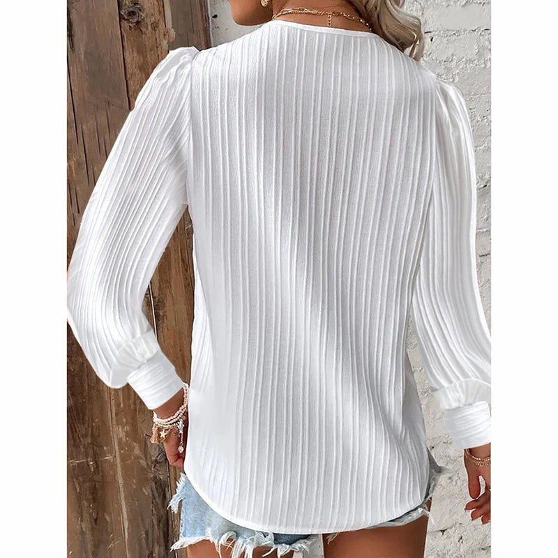 Women’s Lace-Trim V-Neck Blouse FitiqueFit