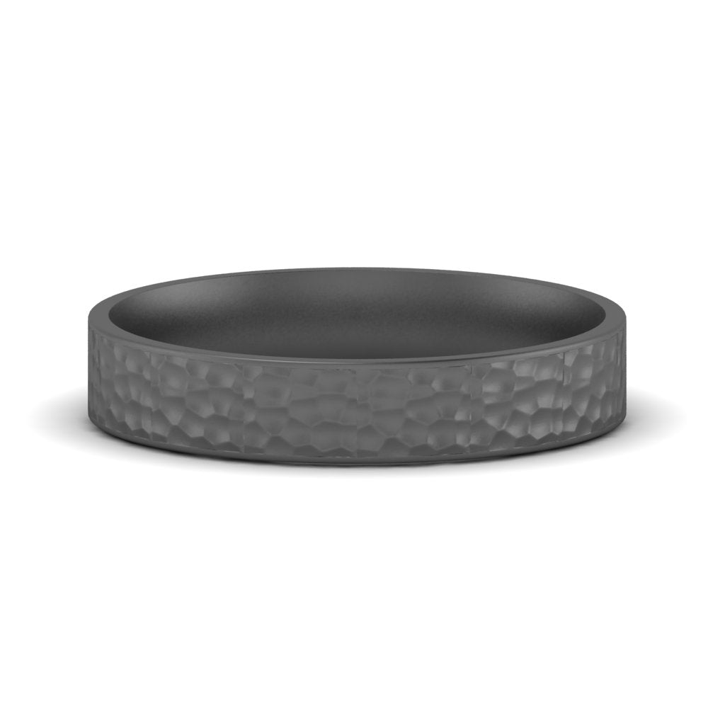 Hammered Finish Mens Wedding Band Fascinating Diamonds