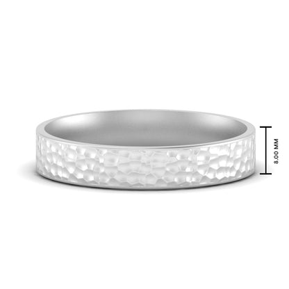 Hammered Finish Mens Wedding Band Fascinating Diamonds