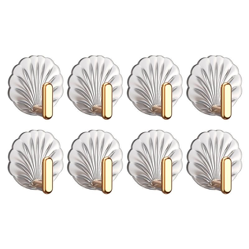 8pcs Self Adhesive Hook Decorative Hanger On Door Wall Adhesive Key Hanger Bathroom Towels Rack Cabinet Organizer Clothes Hanger Sea Shell Deluxe Shower Hooks Shaped Fun Design Stevvex