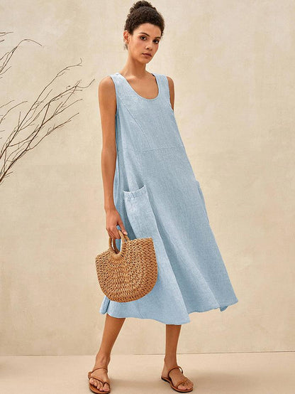 100% Linen Swing Beach Tank Dress GIANA LINTICO