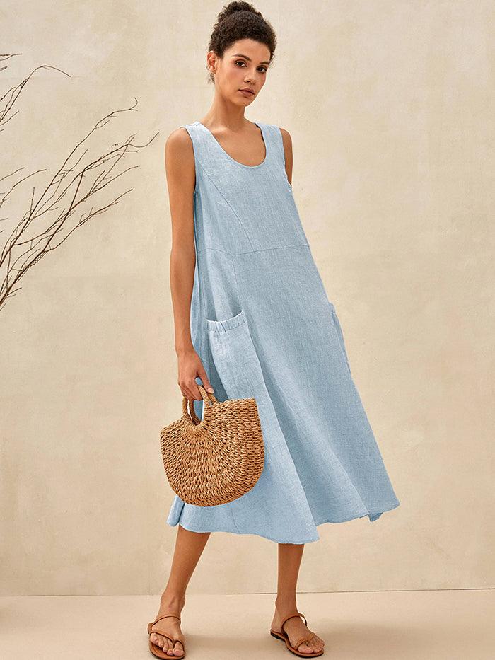 100% Linen Swing Beach Tank Dress GIANA LINTICO