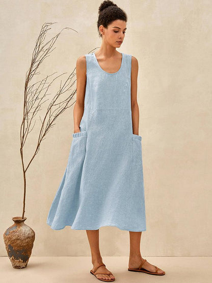 100% Linen Swing Beach Tank Dress GIANA LINTICO