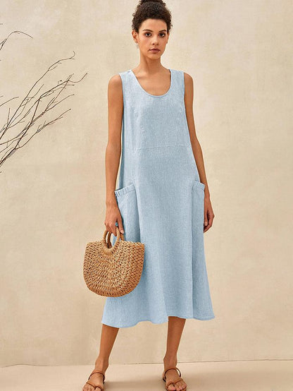 100% Linen Swing Beach Tank Dress GIANA LINTICO