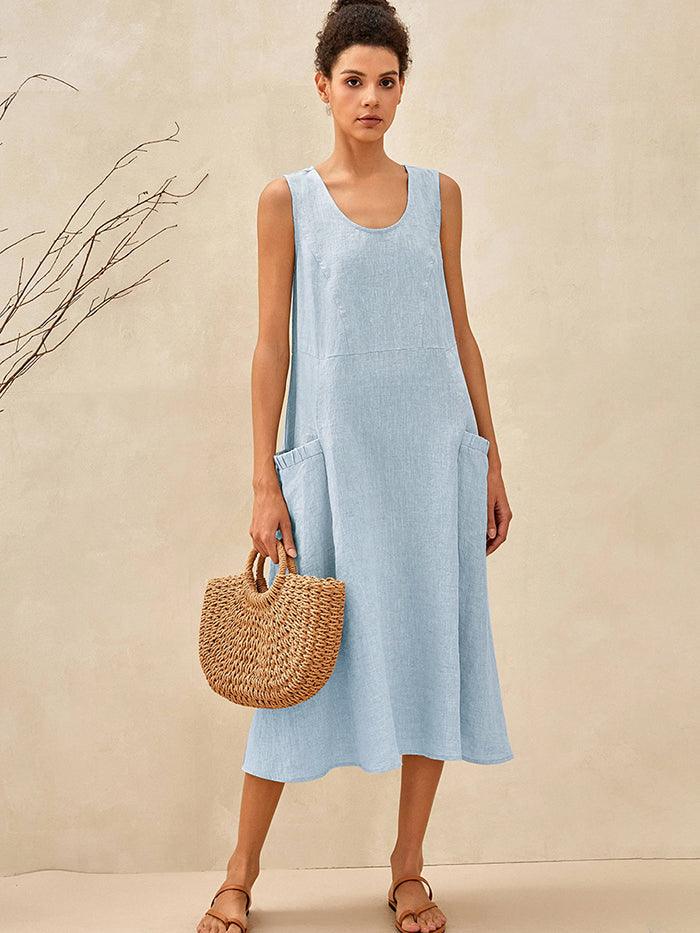 100% Linen Swing Beach Tank Dress GIANA LINTICO