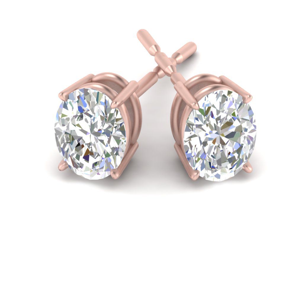 Stud Earring Basket Oval Shaped Fascinating Diamonds