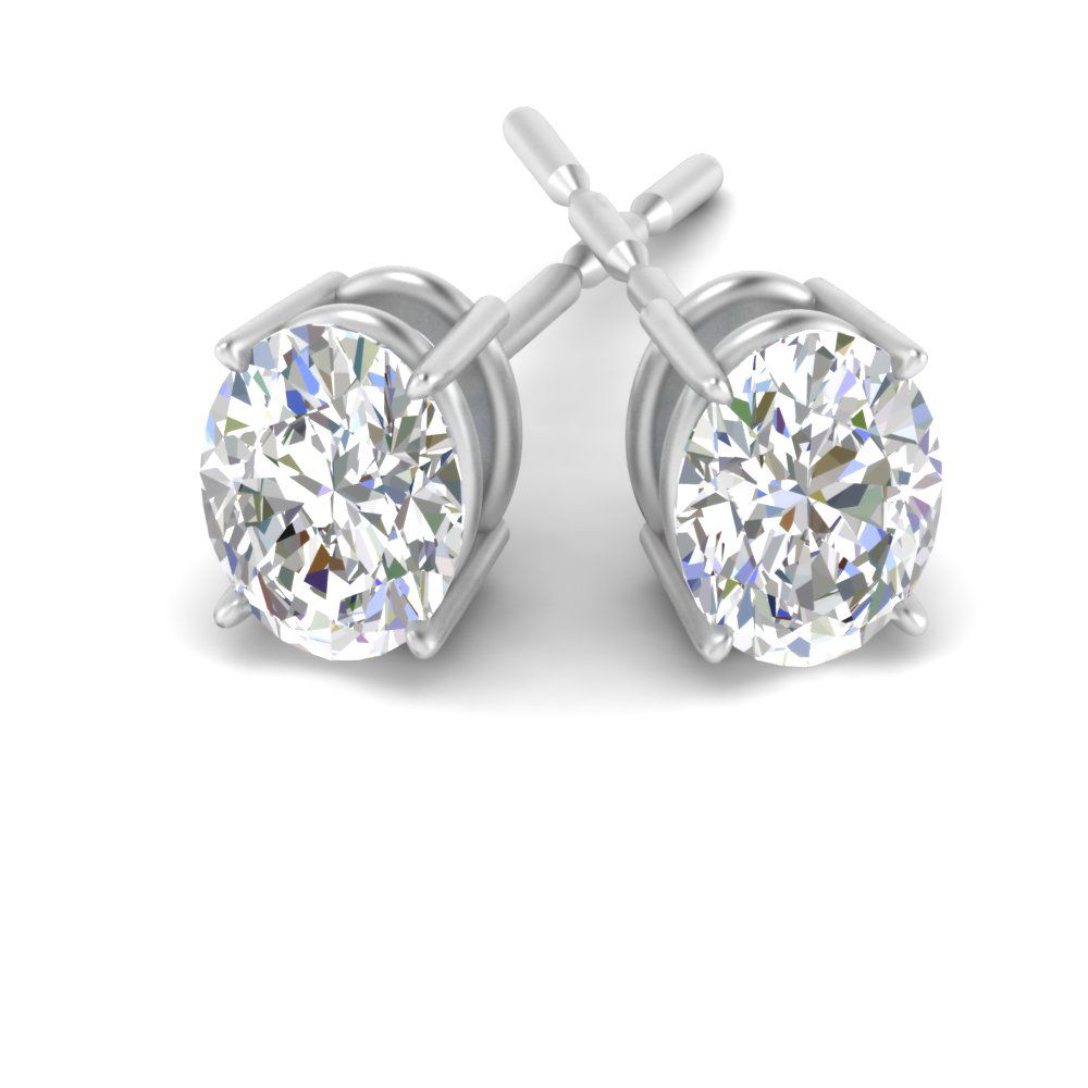 Stud Earring Basket Oval Shaped Fascinating Diamonds