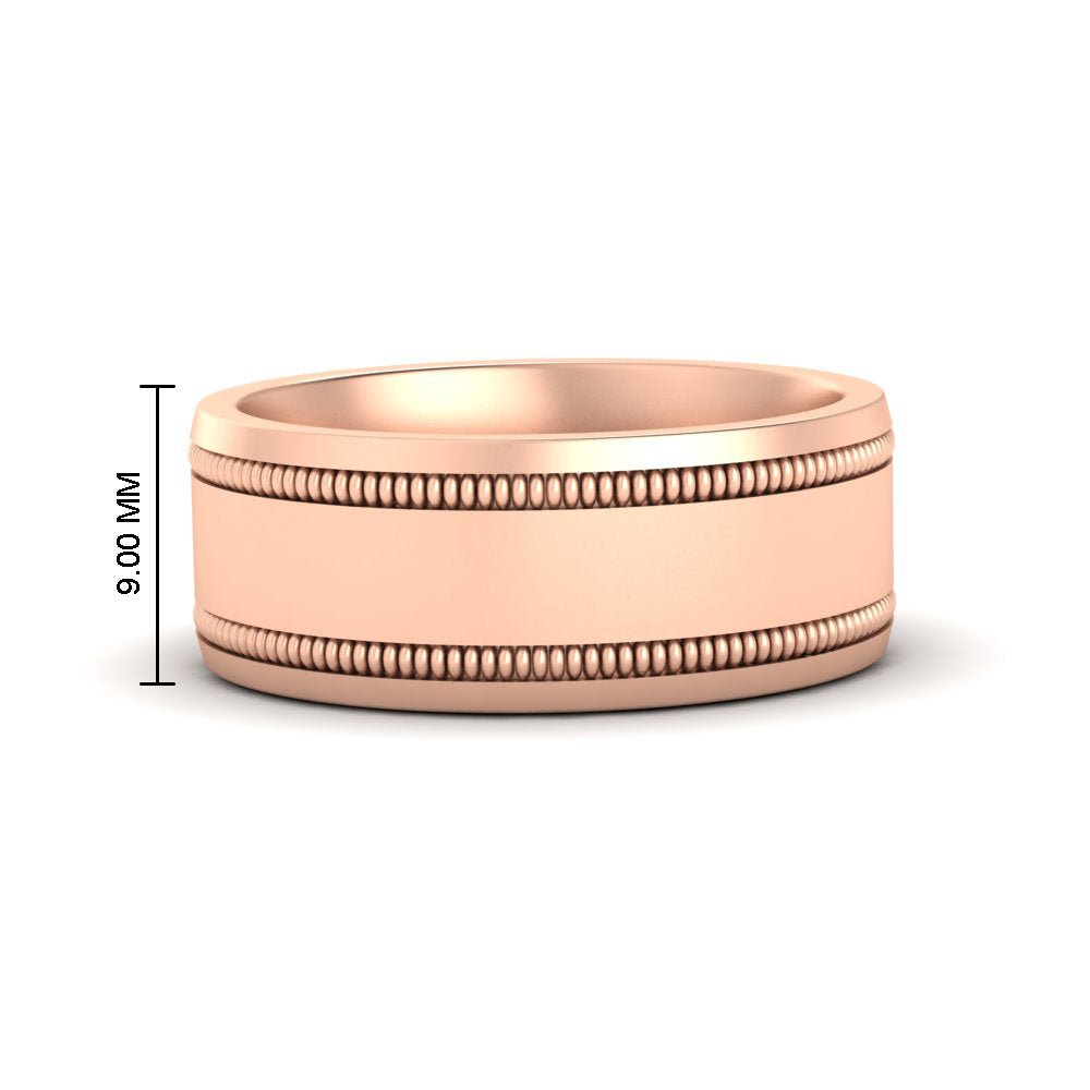 Mens Band Double Milgrain Fascinating Diamonds
