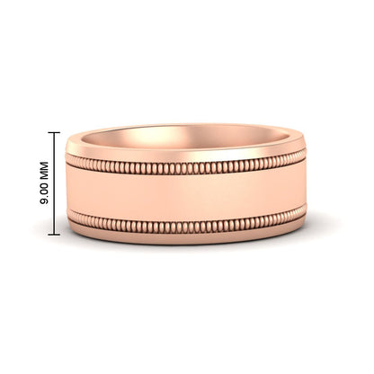 Mens Band Double Milgrain Fascinating Diamonds
