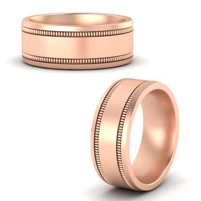 Mens Band Double Milgrain Fascinating Diamonds