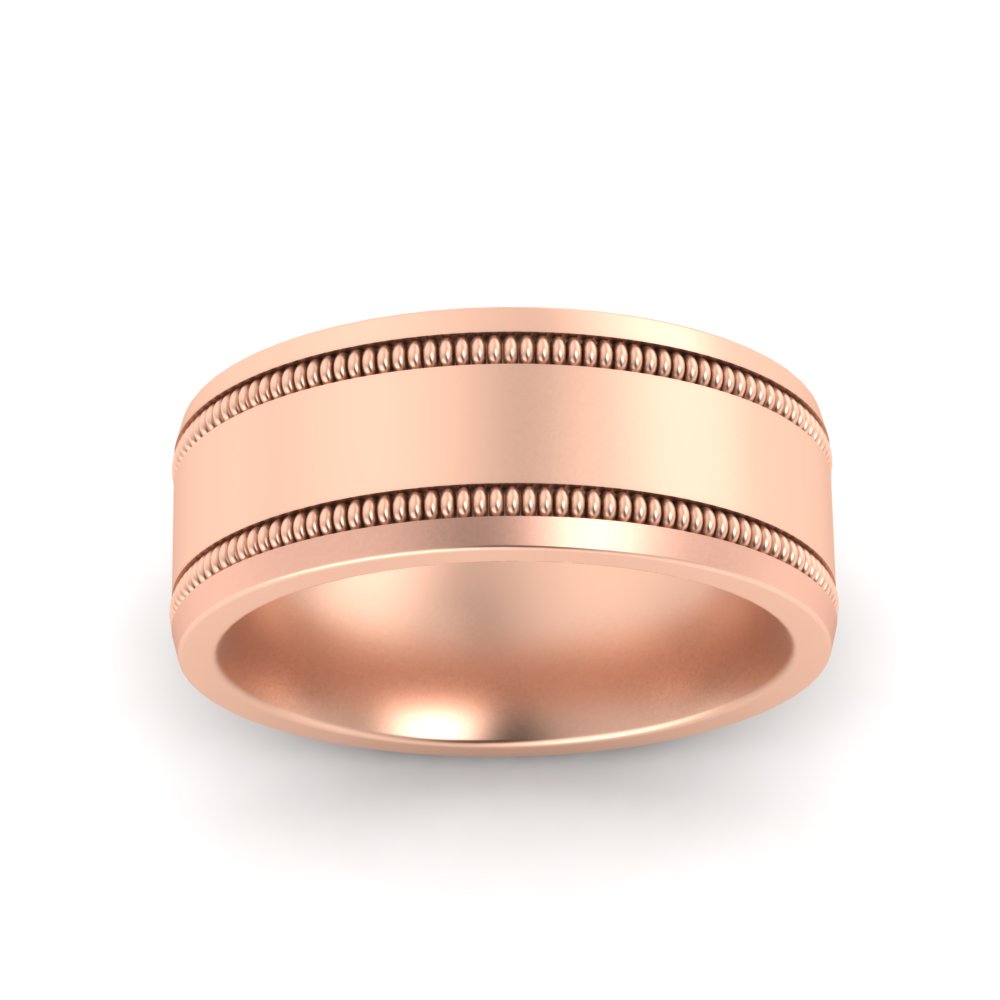 Mens Band Double Milgrain Fascinating Diamonds