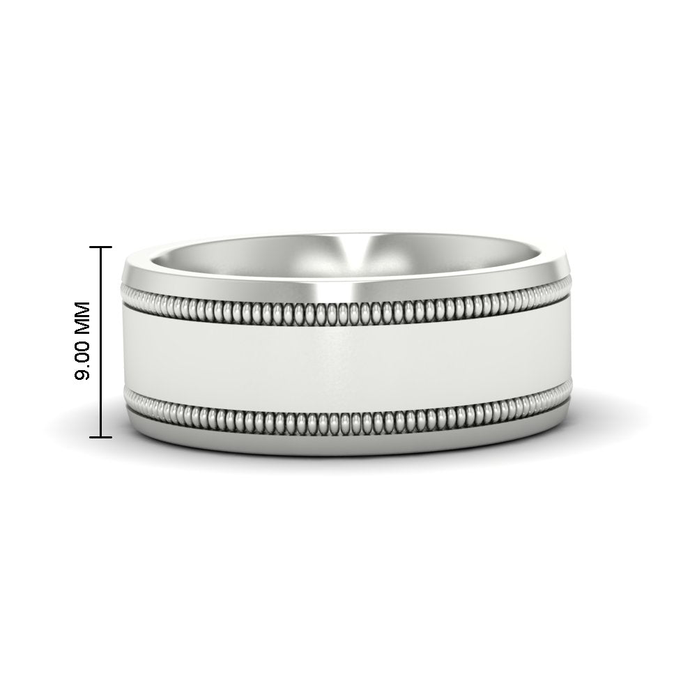 Mens Band Double Milgrain Fascinating Diamonds