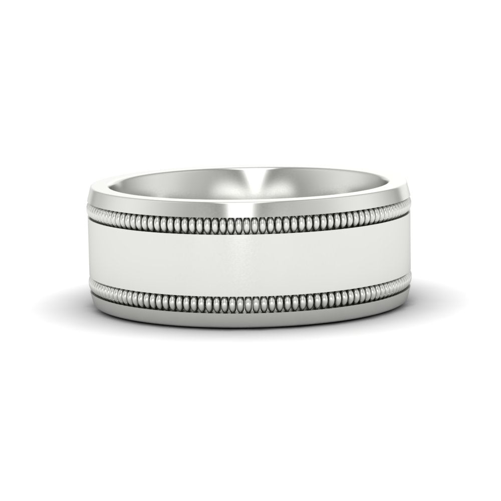 Mens Band Double Milgrain Fascinating Diamonds