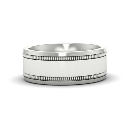 Mens Band Double Milgrain Fascinating Diamonds