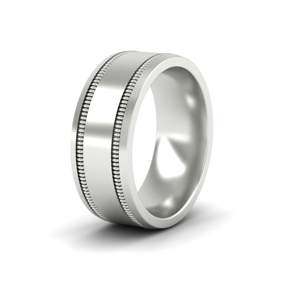 Mens Band Double Milgrain Fascinating Diamonds