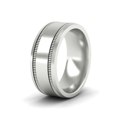 Mens Band Double Milgrain Fascinating Diamonds