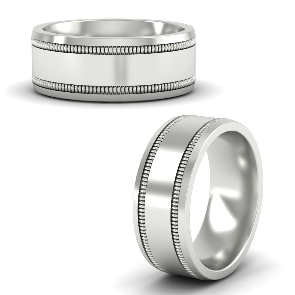 Mens Band Double Milgrain Fascinating Diamonds