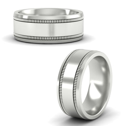 Mens Band Double Milgrain Fascinating Diamonds