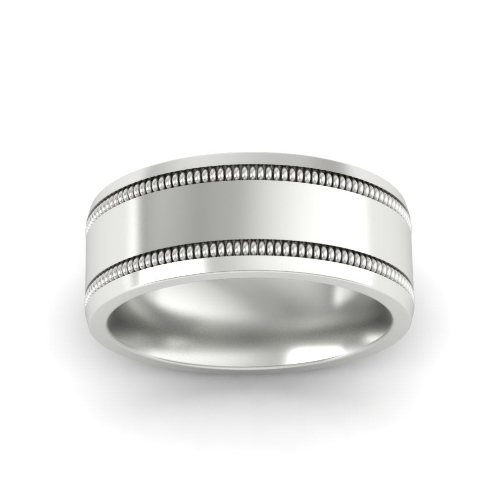 Mens Band Double Milgrain Fascinating Diamonds