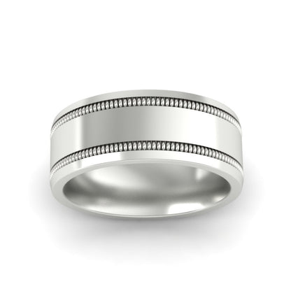 Mens Band Double Milgrain Fascinating Diamonds