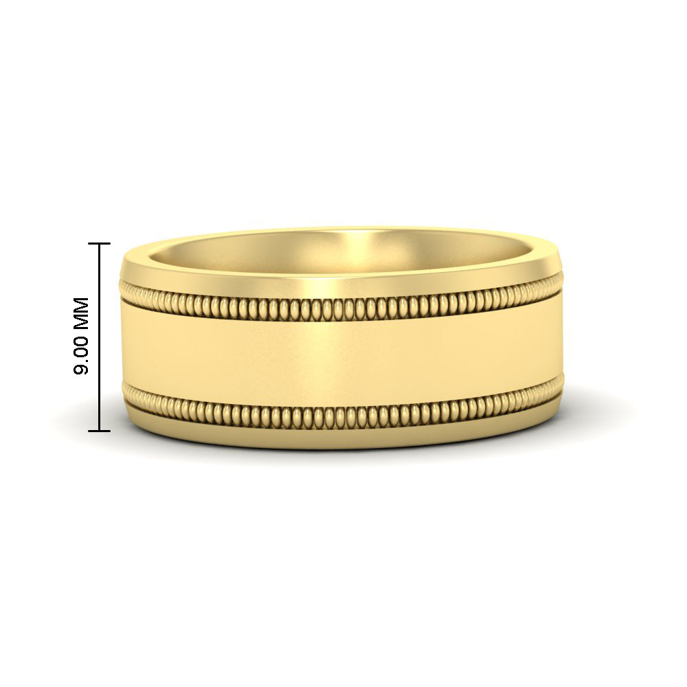 Mens Band Double Milgrain Fascinating Diamonds