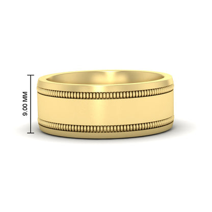 Mens Band Double Milgrain Fascinating Diamonds